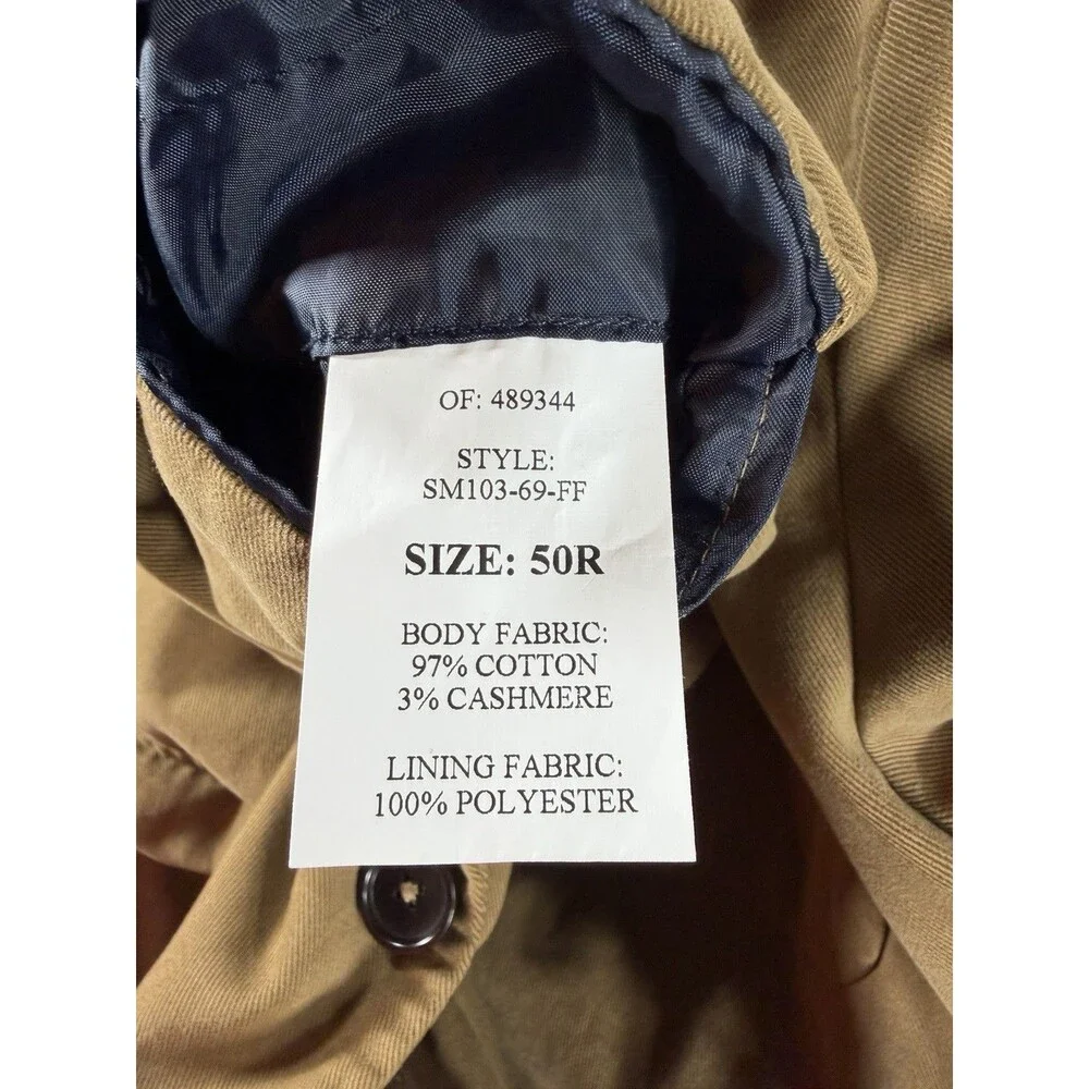 Sid Mashburn Butcher Sport Coat Jacket Mens 50R Beige Cashmere Blend Portugal
